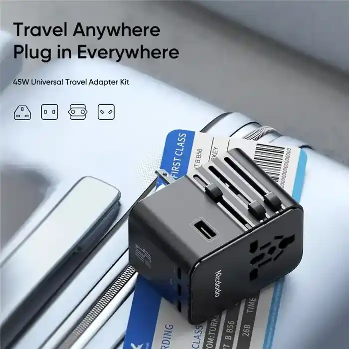 Mcdodo CP-3270 45W Universal Travel Adapter Kit with 3 USB-C & 2 USB-A Ports + USB-C to USB-C Cable